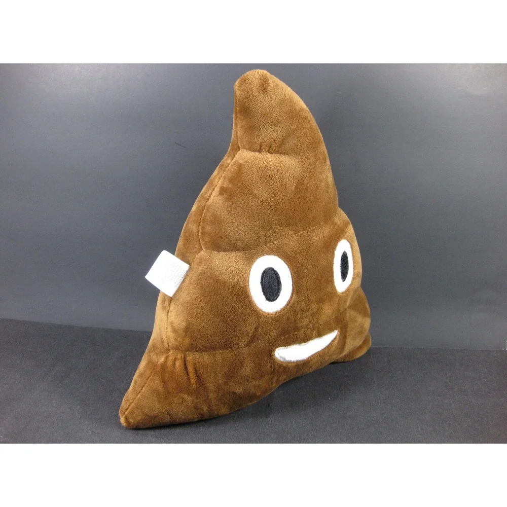 POOP Emoji Cushion Pillow Stitched FACE Brown Plush Stuffed‎ Velvet Feel TOY
